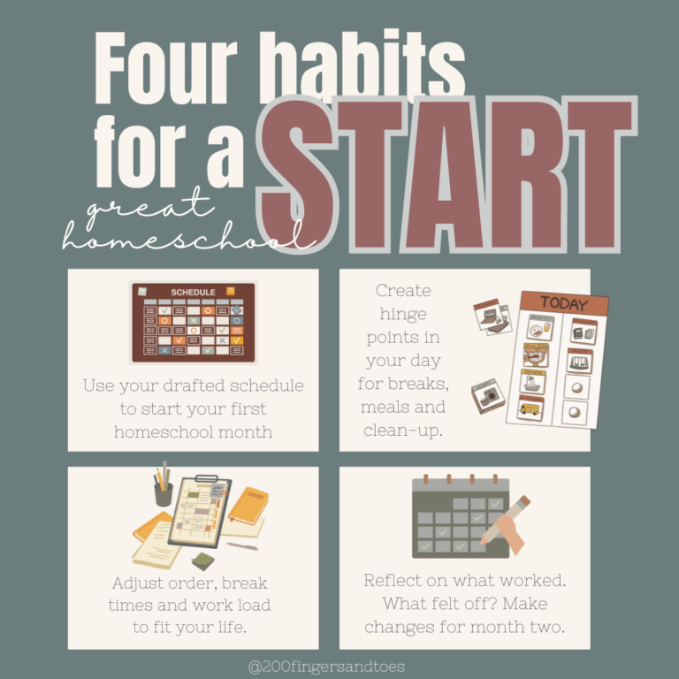 Four Habits to a Great Start of Your Homeschool Year - 200 Fingers & Toes